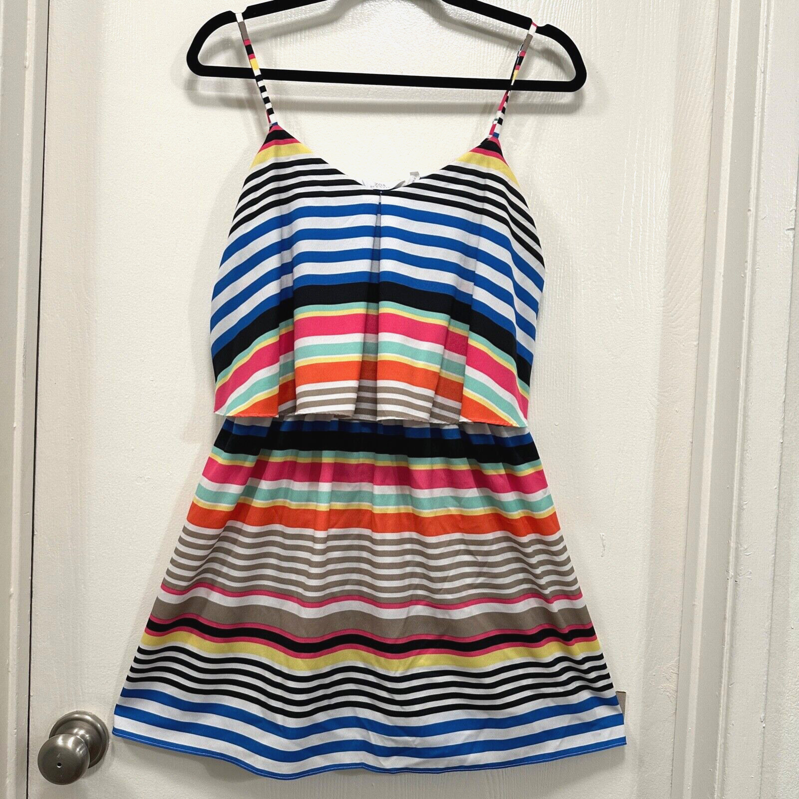 Zoa Women Mini Dress Straps Striped Lighweight size XS
