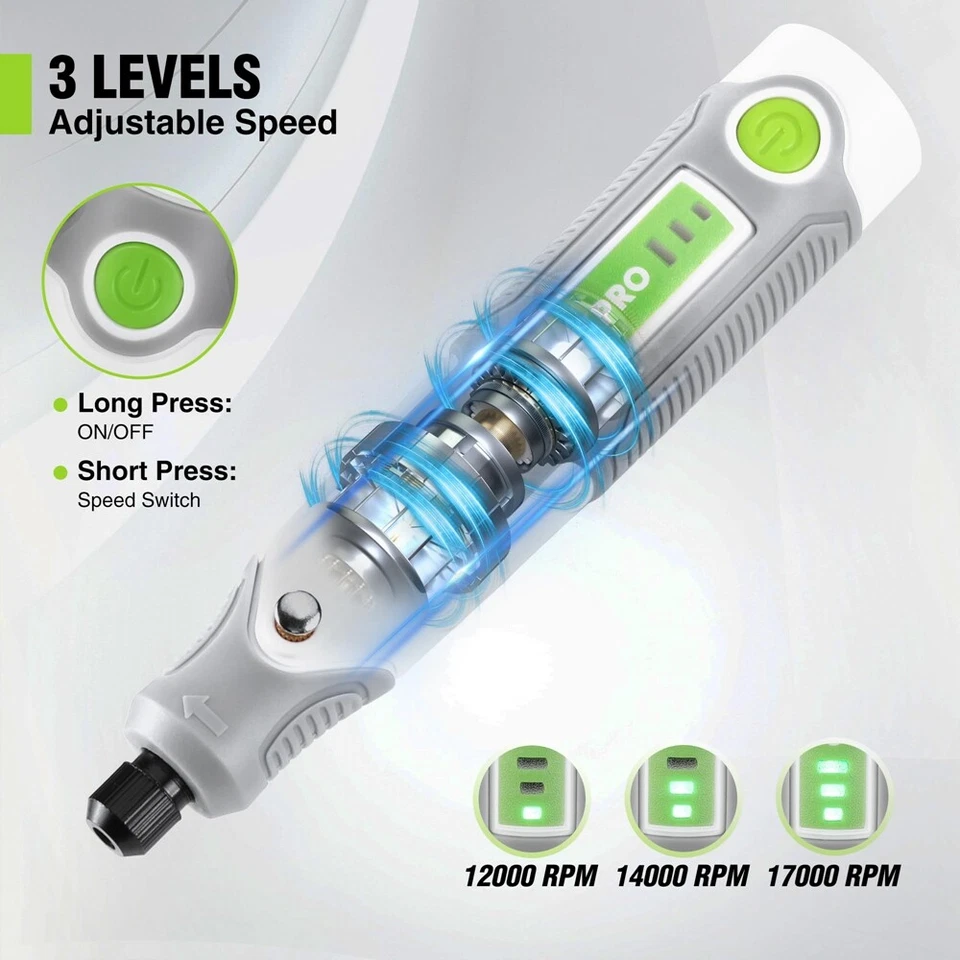 3 Speeds Rechargeable Cordless Rotary Tool Kit 71pc Accessories Mini Rotary Tool - Image 4 of 4