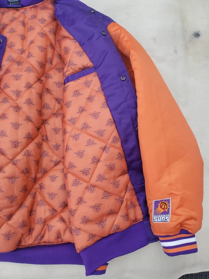 VTG Phoenix Suns NBA Basketball Coat Nylon Snap Varsity Jacket Mens XXL Purple - Image 3 of 4