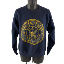Vtg Mens M.J. Soffe U.S. Navy Double Sided Crewneck Sweatshirt Sz L Made In USA