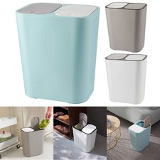 Press Lid Recycling Bin 2 Compartment Kitchen Rubbish Dustbin Trash Can Wastebin