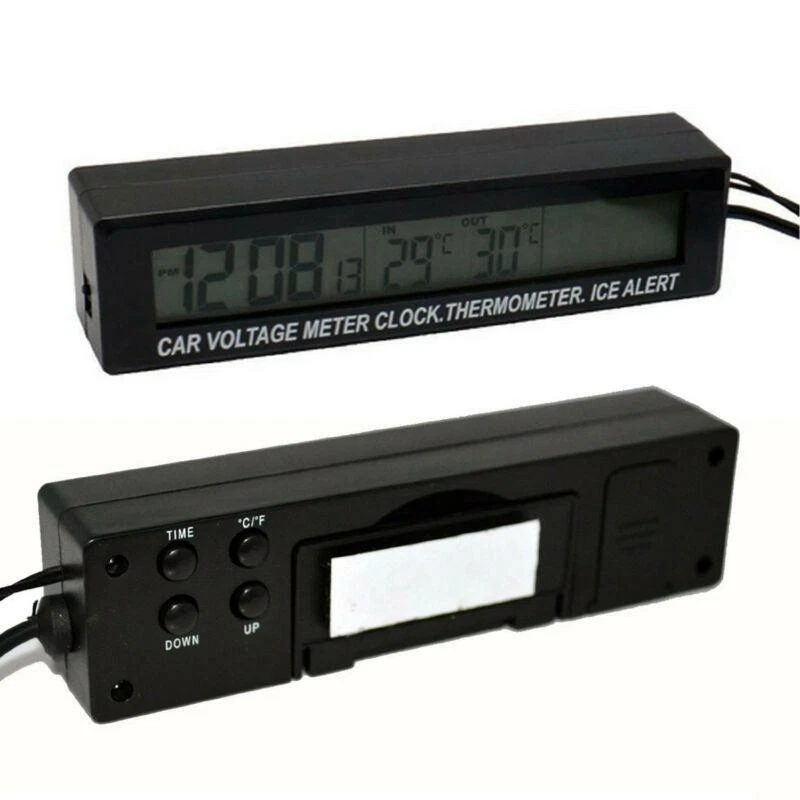 1x Voltímetro Digital Coche Termómetro Reloj Alerta de Hielo Medidor Naranja y Bule Retroiluminación Foto 2 de 4