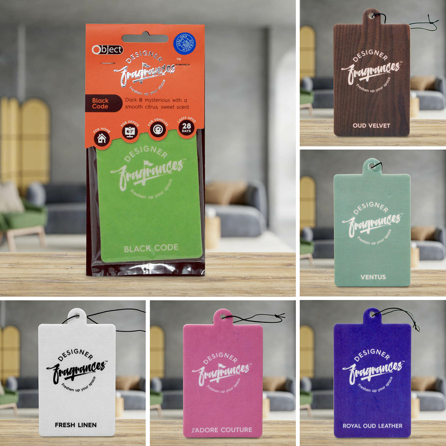 Designer Fragrances Car Air Freshener Home Office Freshner Scent Hanging  Card | eBay