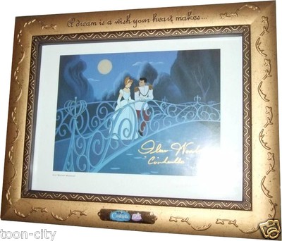 🔵 DELUXE FRAME hand signed REAL Cinderella 1950 Disney Voice