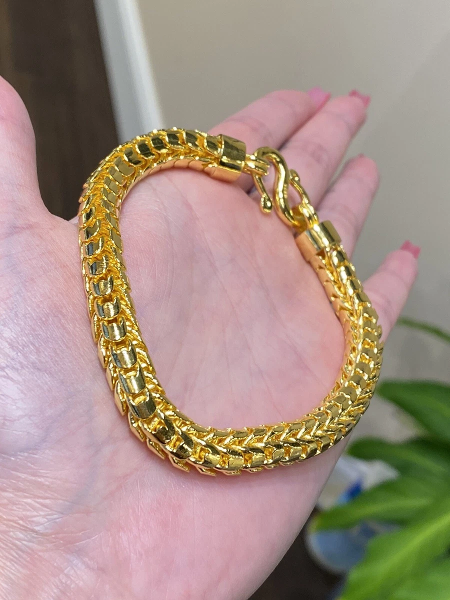 24K Lady's Solid Yellow Gold Wheat Link Bracelet 12.1 grams 6.75