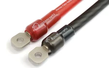 KnuKonceptz 1/0 Gauge Set Screw Ring Terminals Pair Nickel Silver w Heat Shrink