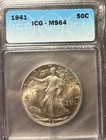 1941 MS64 ICG Graded Walking Liberty Half Dollar…Great Toning.💥