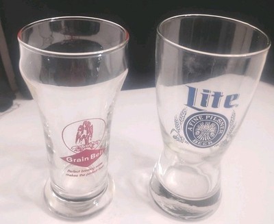 Two Vintage Beer Glasses GRAIN BELL/LITE ACL Tiny Lip Chip