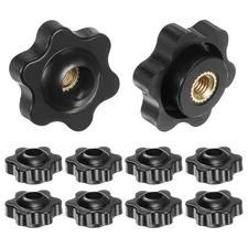10pcs Star Knobs M5 Thread 25mm Head Through Hole Clamping Handles Black