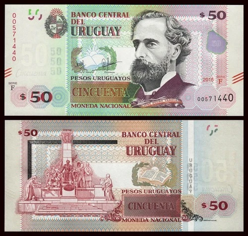 URUGUAY 50 Pesos 2015 Pick 94 Series F UNC