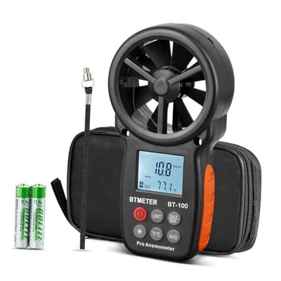  BT-100 Handheld Anemometer, Digital Wind Speed CFM Meter Gauge Air Flow 