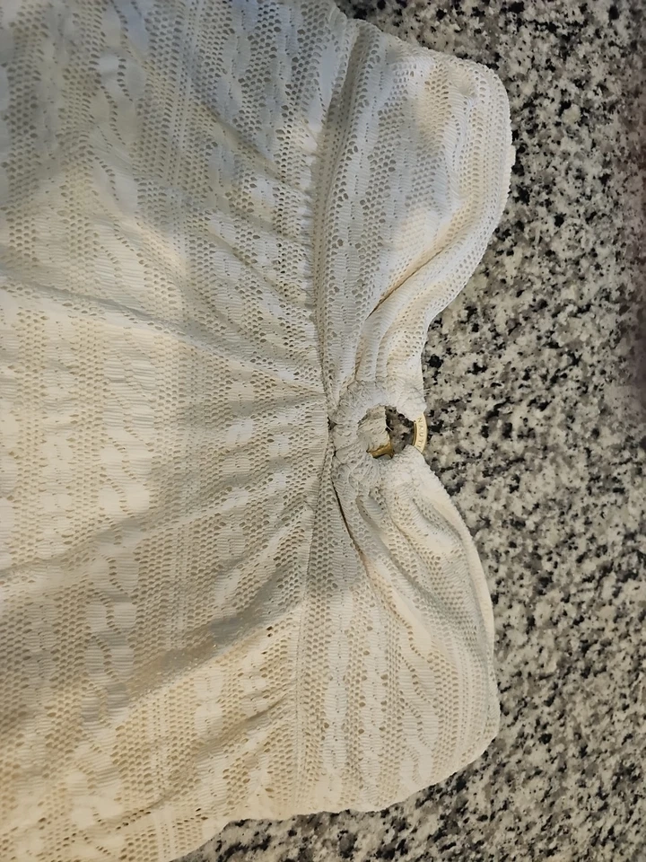 NWOT Nautica Crochet Swimsuit Swimdress White Cream Women Size 14 bandeau - Image 4 of 4