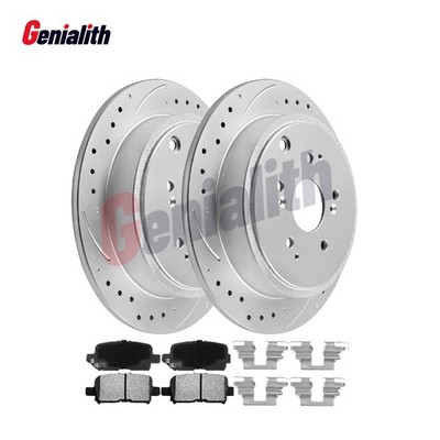 For 2001 - 2006 Honda Pilot MDX REAR Drilled Disc Rotors + Ceramic Brake Pads