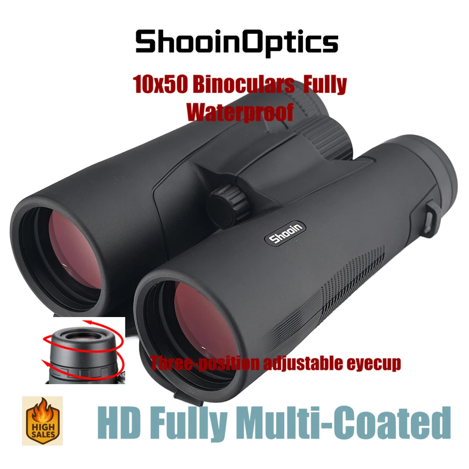 Shooin Optics SO3 10x50 HD Binoculars FMC Outdoor Camping Hunting Bird Watching - Image 3 of 4