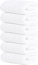 Set of 6 Cotton Hand Towels, Quick-Dry, Soft  Absorbent, White