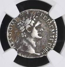 EMPIRE Emperor Domitian 89 AD NGC w/ MINERVA Rome Ancient Silver Roman Coin D198