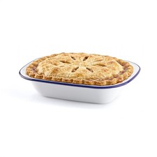 Elegant Enamel Cake Plate - White Roasting Tin for Versatile Baking (24x17.5 cm)