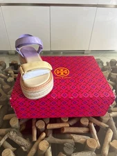 TORY BURCH Espadrille Sport Sandals Sweet Corn Soft Patent Size 8.5 $368 MSRP