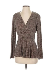 H By Halston Women Brown Long Sleeve Blouse S