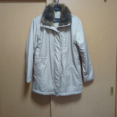 ICEBERG Women's Beige Fleece Jacket Coat with Fur Collar, XL