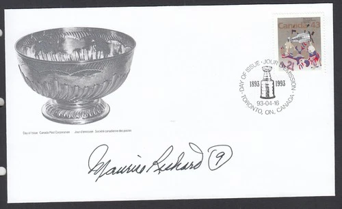 CANADA 1460 STANLEY CUP FDC SIGNED AUTOGRAPH BY MAURICE RICHARD GENUINE VFNH