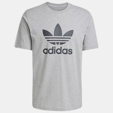 Adidas Trefoil T-Shirt, Men's Gray Polyester, Activewear Shirt
