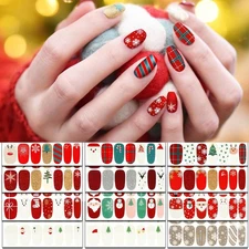 TailaiMei 12 Sheets Christmas Full Wraps Nail Polish Stickers, Self-Adhesive ...
