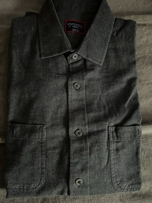 UNTUCKit Men's Gray Flannel Button-Up Shirt Long Sleeve Pockets Size M
