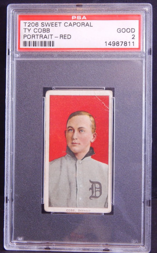 Vintage T206 Ty Cobb Sweet Caporal Back Tobacco Baseball Card PSA 2 Red Portrait