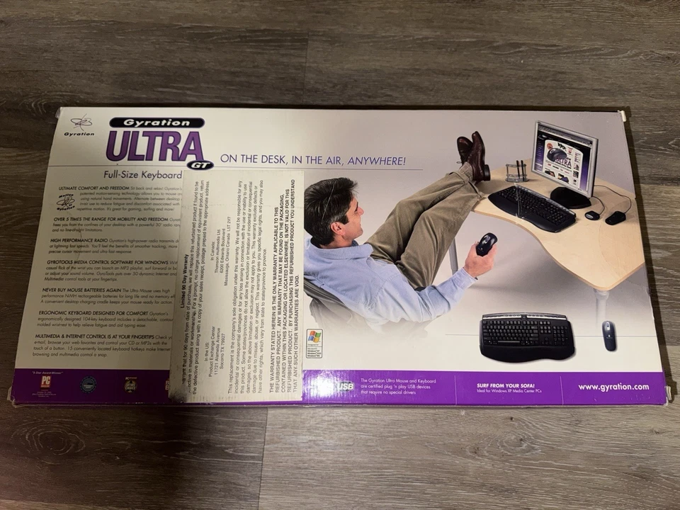 GYRATION Ultra GT GP1100-001 Wireless Rechargeable Rf USB Combo Keyboard Mouse - Image 2 of 2