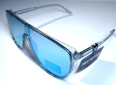 NEW TRUE RELIGION Blue Mirror  Lens Shield TR55848 Sunglasses + Case
