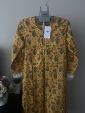 Yellow print Lace Kurti Pant Women NWT Khaadi Brand Pakistani