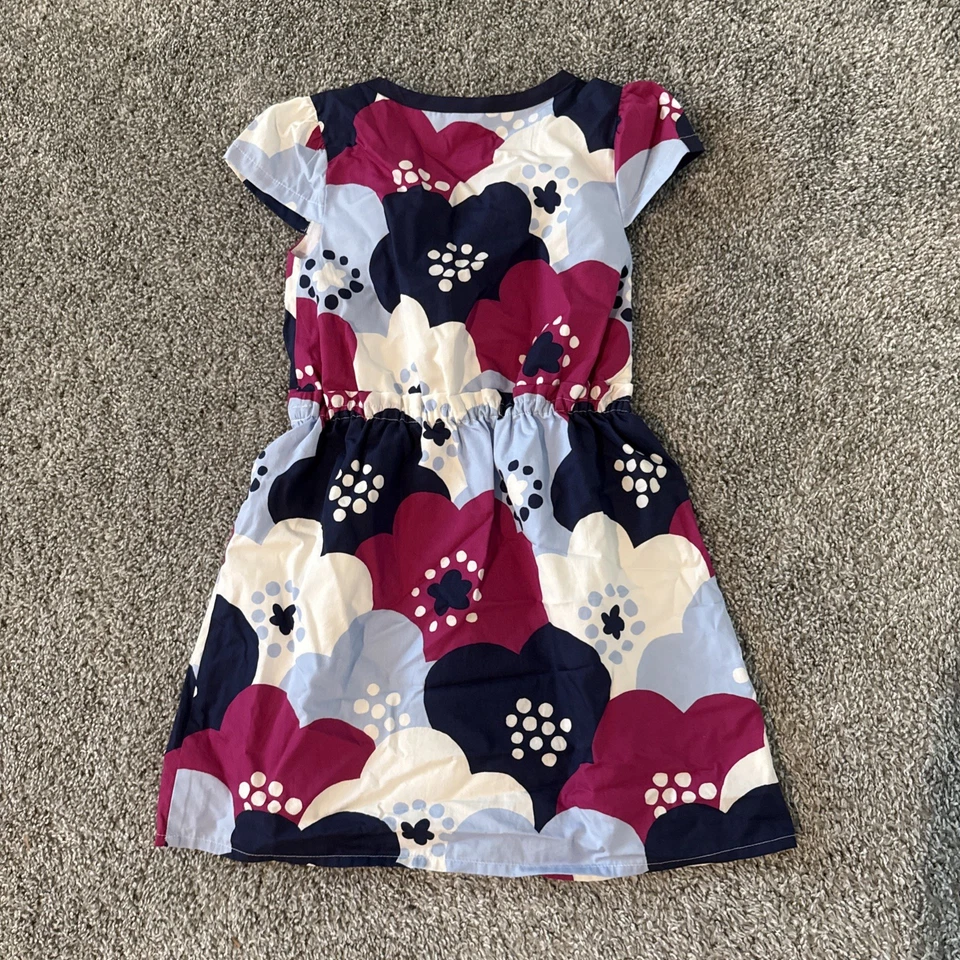 Vestido Gymboree Niña Talla 6 Azul Oscuro Y Claro Flor Magenta Foto 4 de 4