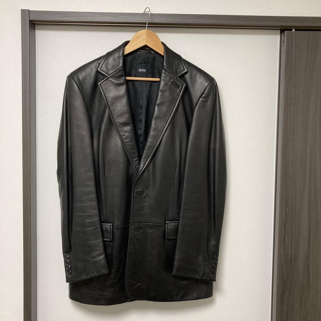 Hugo BOSS Black Leather Single Jacket Size 50 Casual Men's Fashion