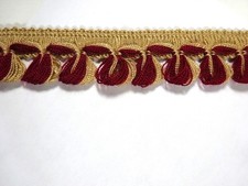 SALE Vintage Bolt of Burgundy/Taupe Trim