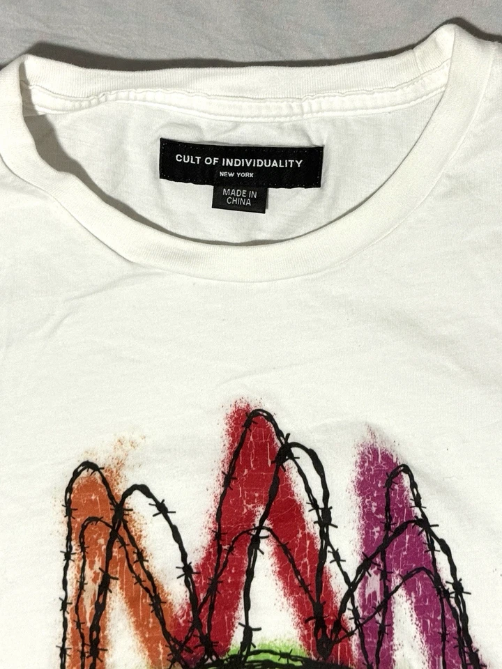 Cult Of Individuality 男式白色图案 T 恤 L 码 — 第 3/4 张图片