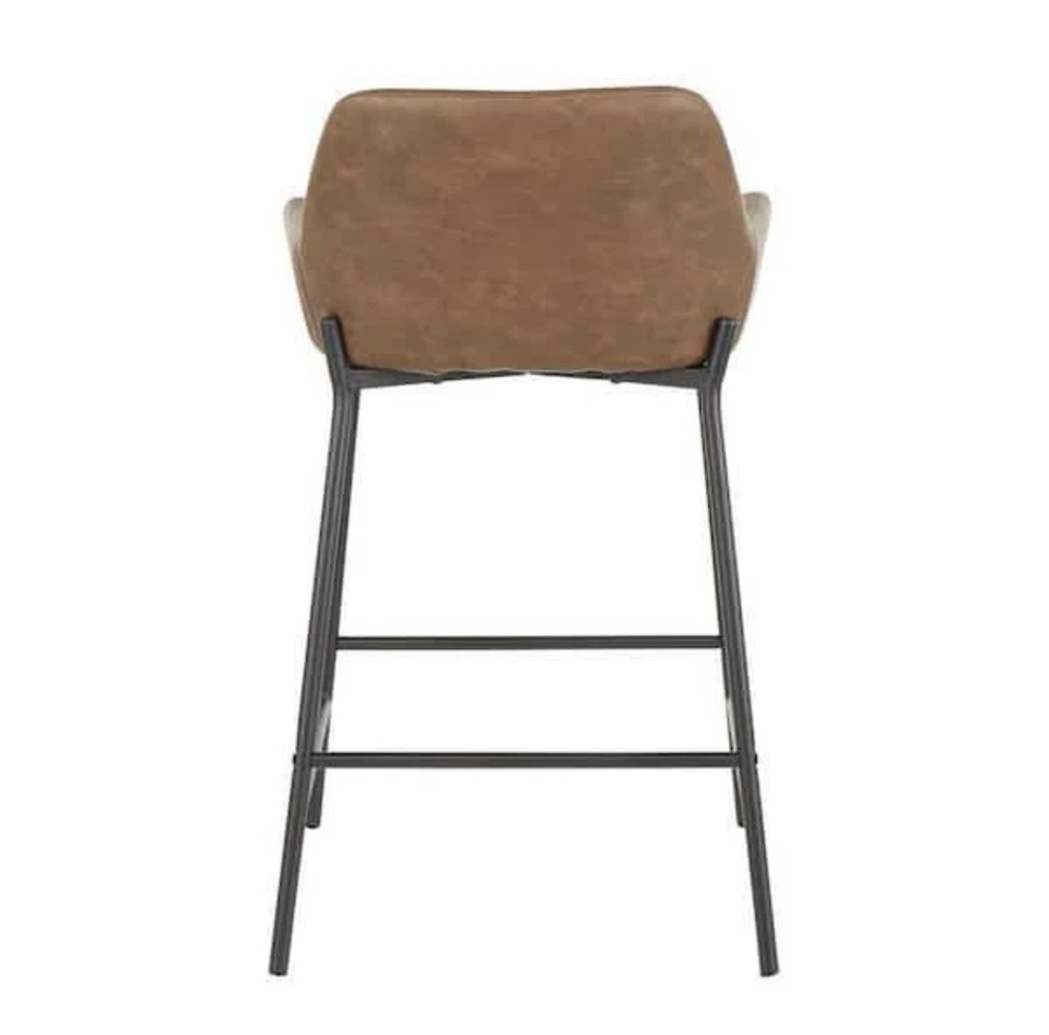 "Taburete de mostrador industrial LumiSource Danielle 24"" - cuero sintético Expresso" Foto 3 de 4