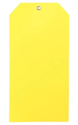 CLEVERDELIGHTS Yellow Plastic Tags - 6.25" x 3.125" - Tearproof - Inventory ID Price Tags