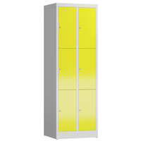 SchließFachschrank, FäCherschrank 6 FäCher Spind 180X60X50Cm, Lichtgrau/Zinkgelb