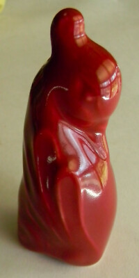 Excellent Vintage Glazed Ceramic Art Deco Quail Pie Bird Vent Red Color