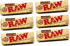 6 Packs RAW 1 1/4 ORGANIC Natural HEMP Cigarette Rolling Papers  1.25 size