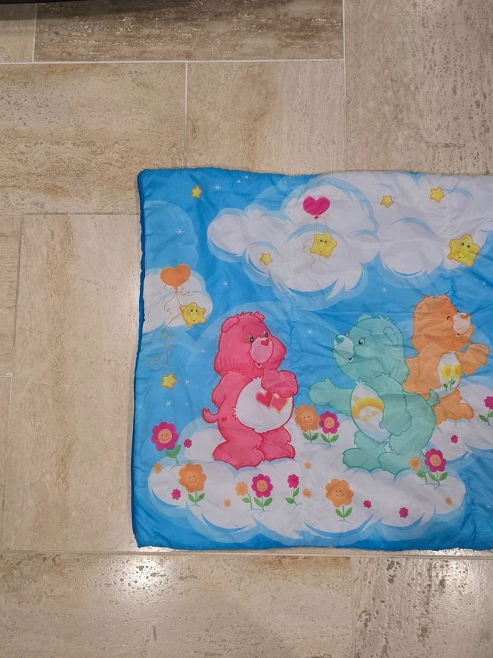 Saco de dormir Playhut Care Bears 56x56 franela cremallera dibujos animados Y2K 2003 raro de colección Foto 4 de 4
