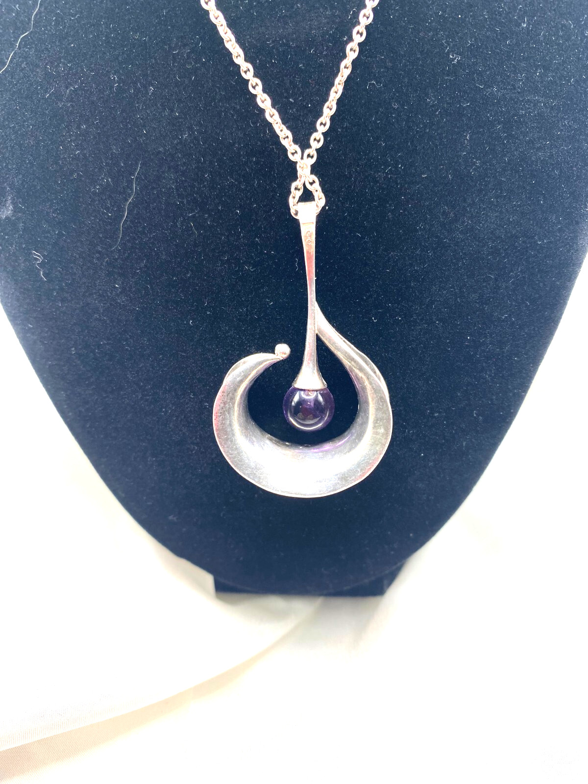 Unique artisan signed silver and amethyst pendant - image 1