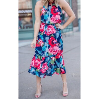 flowy day dress Apricot Bohemian floral mid-length flowy dress S main image 1