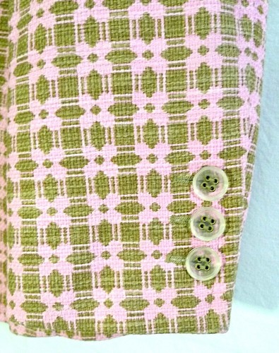 Express Pink & Olive Green Jacquard Geometric Plaid Short Blazer size 8 - Picture 5 of 16