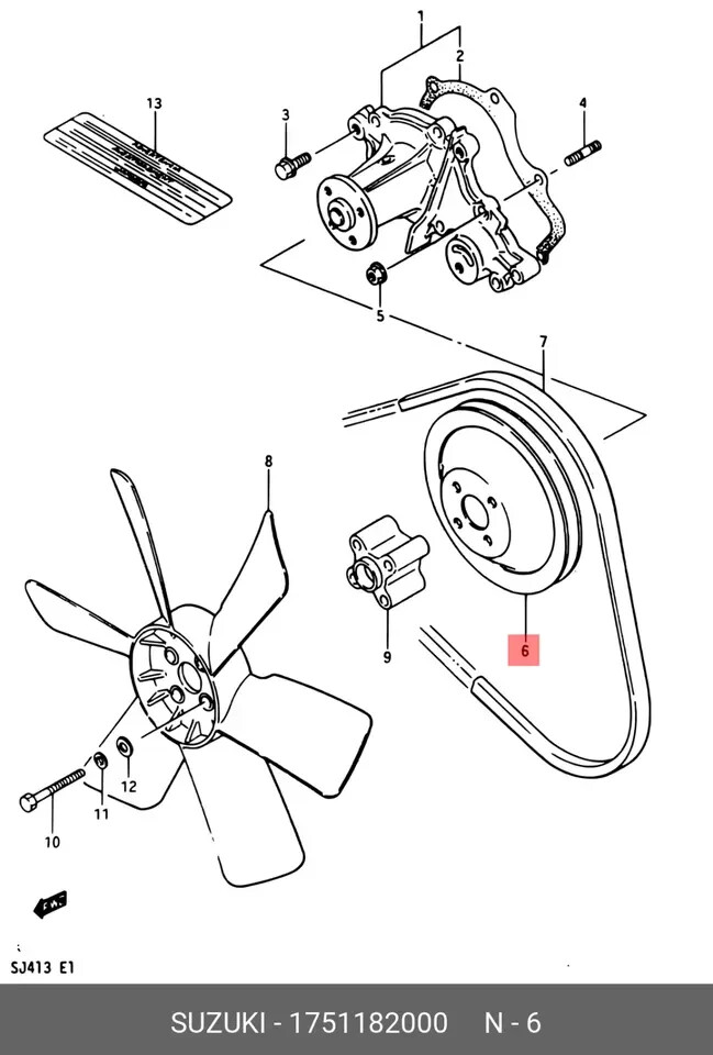 OEM 1986 - 1995 Suzuki Samurai Water Pump Pulley for sale