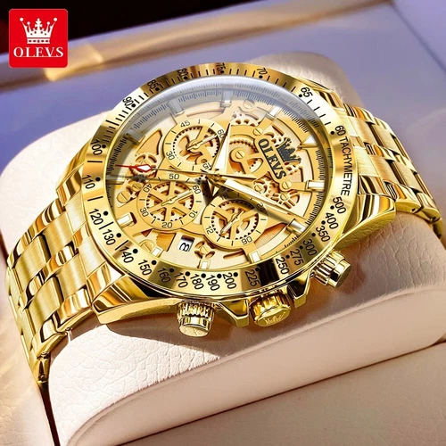 Waterproof Quartz Luminous OLEVS Business Luxury Men Watch Date Strap Gold Watch - Bild 12 von 25