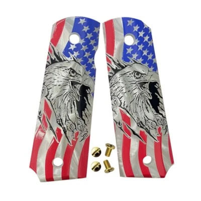 SHARD 1911 Grips Ambi Cut Colt Gun Grips 1911 Full Size Grips Eagle US Flag Eagle