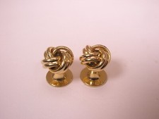 SINGLES 2 3/8" Knots Gold Tone Vintage Formal Tuxedo Shirt Studs f73