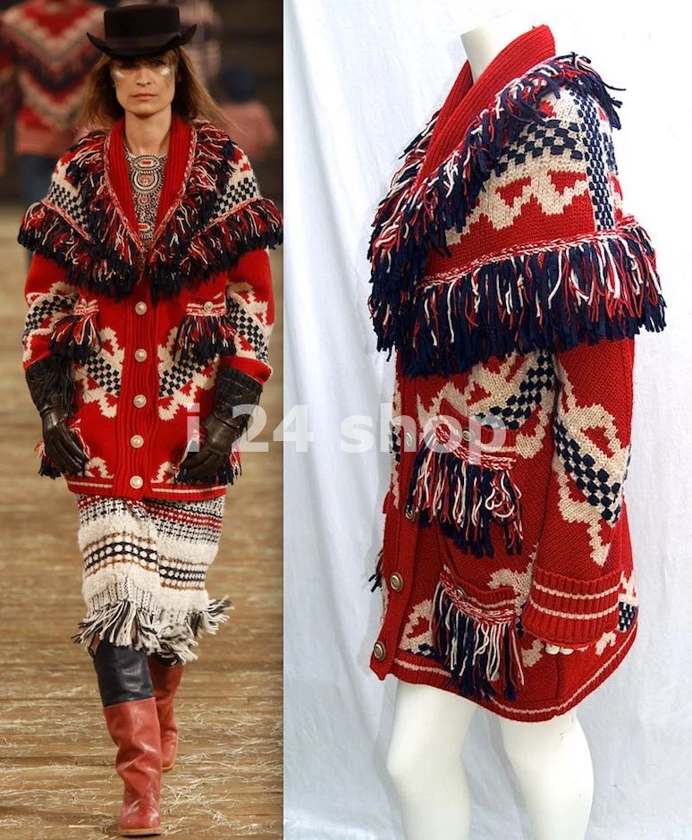 CHANEL 14A NUOVO PARIS DALLAS GIACCA MANTELLO CON FRANGE CAPPOTTO CARDIGAN FR44 46